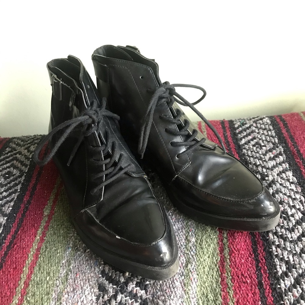 Black Leather Ankle Boots